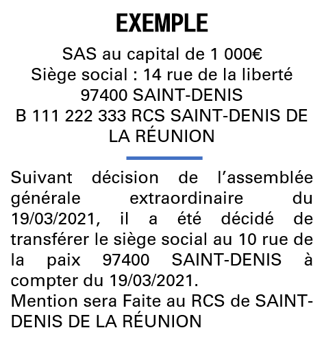 Modèle annonce légale de transfert de siège La Réunion