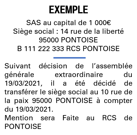 Modèle annonce légale de transfert de siège Val-d'oise