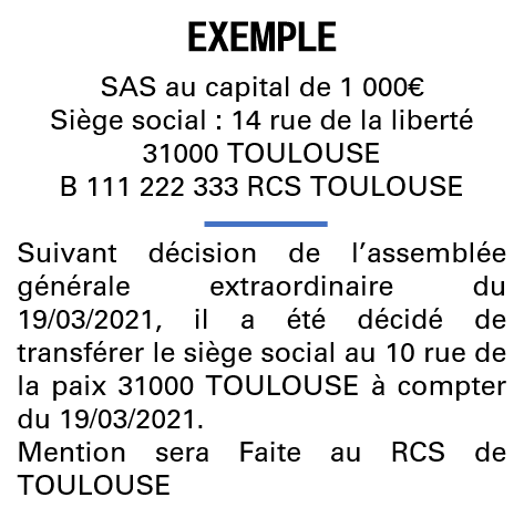 Modèle annonce légale de transfert de siège Haute-Garonne