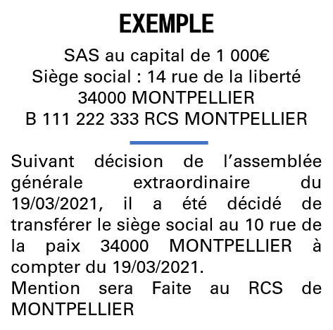 Modèle annonce légale de transfert de siège Hérault