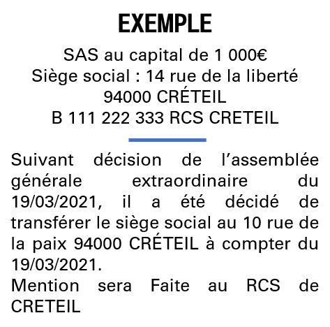 Modèle annonce légale de transfert de siège Val-de-Marne